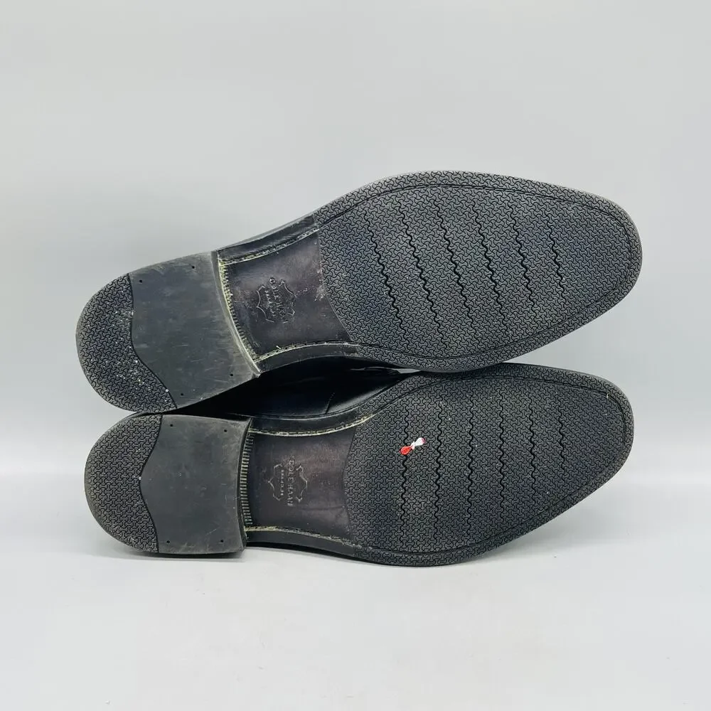 Cole Haan Shoes Men 11 Black Leather Grand 360 Woven Strap Loafers Dress Classic